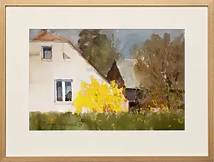 Andrzej Kacperek, forsythia, Aquarelles, Pastel - papier, 55 x 36