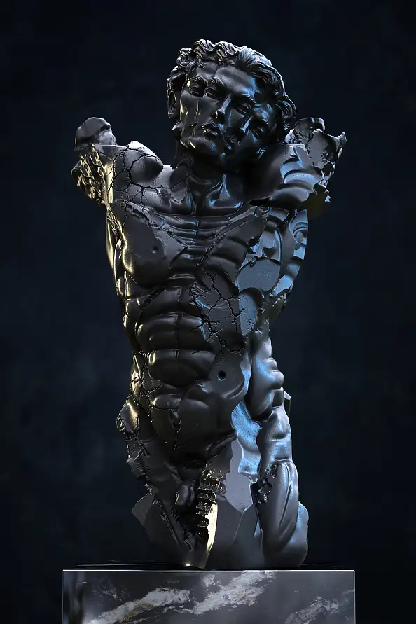 Krzysztof Plonka, Fractum - Skulptur, Acrylgemälde - Platte, 38 x 68