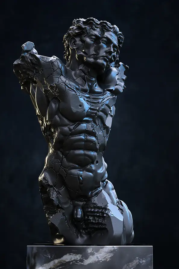 Krzysztof Plonka, Fractum - Skulptur, Acrylgemälde - Platte, 38 x 68