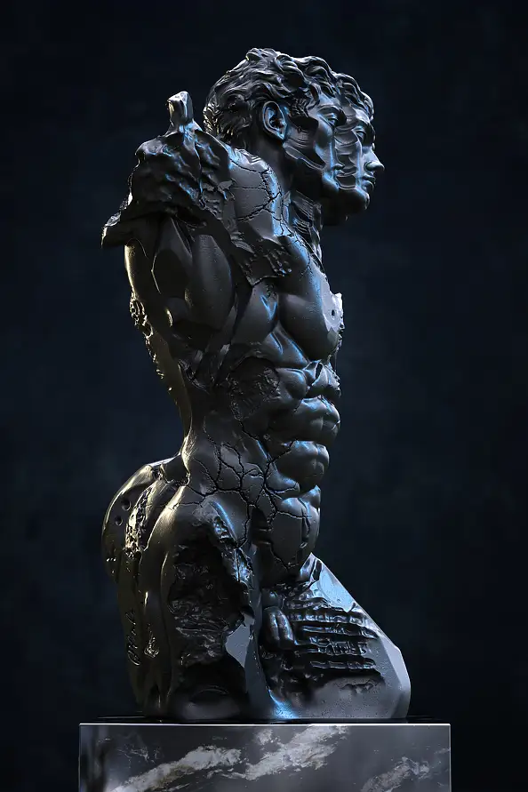 Krzysztof Plonka, Fractum - Skulptur, Acrylgemälde - Platte, 38 x 68