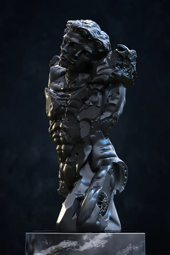 Krzysztof Plonka, Fractum - Skulptur, Acrylgemälde - Platte, 38 x 68