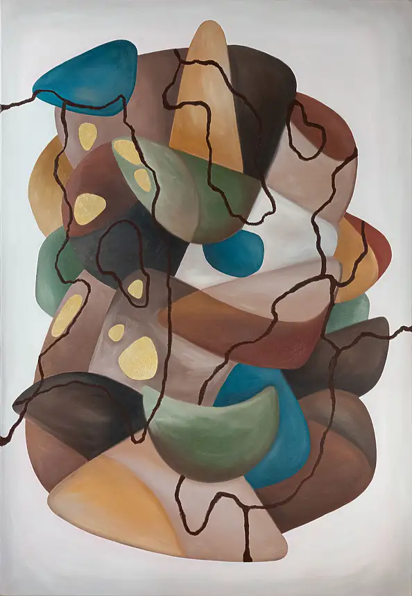 Monika Mrowiec, Fragmenty stają się formą: Ukorzenienie, Obraz olejny - płótno, 90 x 130