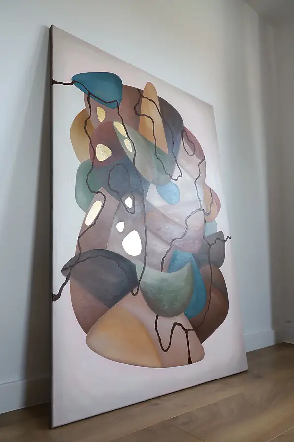 Monika Mrowiec, Fragmenty stają się formą: Ukorzenienie, Obraz olejny - płótno, 90 x 130