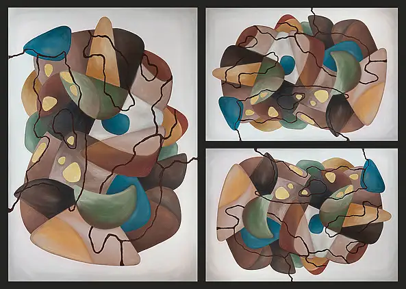 Monika Mrowiec, Fragmenty stają się formą: Ukorzenienie, Obraz olejny - płótno, 90 x 130