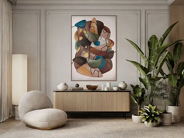 Monika Mrowiec, Fragmenty stają się formą: Ukorzenienie, Obraz olejny - płótno, 90 x 130