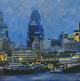 Martin Piercy, От моста Ватерлоо (Лондон), Акрилова картина - , 80 x 27