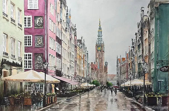 Janusz Kulikowski -  GDAŃSK- A NA DŁUGIEJ PADA DESZCZ