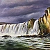 Yana Yeremenko - GODAFOSS WATERFALL acrylic painting landscape with waterfall