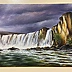 Yana Yeremenko - GODAFOSS WATERFALL acrylic painting landscape with waterfall