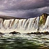 Yana Yeremenko - GODAFOSS WATERFALL acrylic painting landscape with waterfall