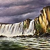 Yana Yeremenko - GODAFOSS WATERFALL acrylic painting landscape with waterfall