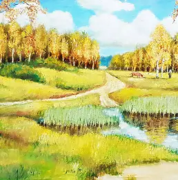 Zenon Różycki, ЗОЛОТАЯ ОСЕНЬ, Масляная картина - холст, 102 x 62
