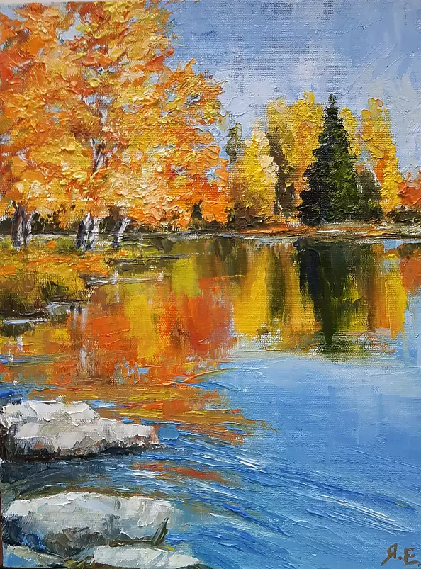 Yana Yeremenko - "GOLD AUTUMN", OIL PAINTING, AUTUMN LANDSCAPE