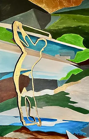 Alicja Walczak, GOLFISTA /GOLFER, Inne, Obraz akrylowy - inne, 100 x 150