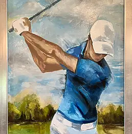 Alicja Walczak, GOLFSPIELER, Ölbild - Leinwand, 60 x 80
