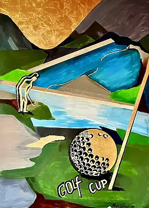 Alicja Walczak, GOLF CUP - HOLE IN ONE, Inne, Obraz akrylowy - płótno, 100 x 150