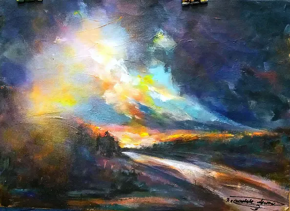 Bernadeta Nowak - GÓRY, KARKONOSZE - WIOSNA, WIECZÓR