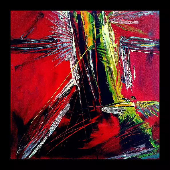 Piotr Ignacy Kopczyński -  GREAT HOAX  100 x 100 cm. oil acrylic .