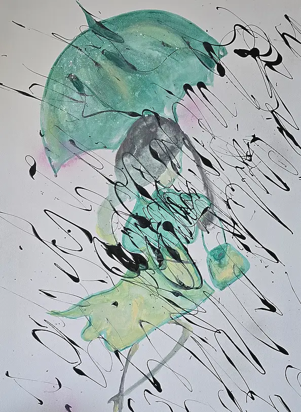 Ewa Mościszko, Mall girl, Acrylic painting - canvas, 50 x 70