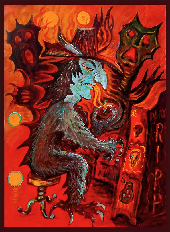 Zbigniew Suwała, Gambler, Obraz akrylowy - papier, 55 x 70