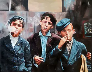 Marek Pękacz - Gazeciarze palący papierosy St. Louis 1910