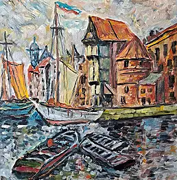 Krzysztof Chrobot, Gdańsk żuraw, Obraz olejny - płótno, 40 x 50