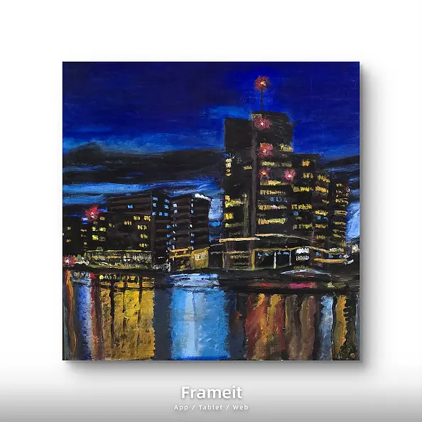 Krystyna Mościszko - Gdynia bei Nacht auf Leinwand