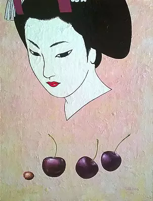 Aleksander Bednarski - Geisha with cherries