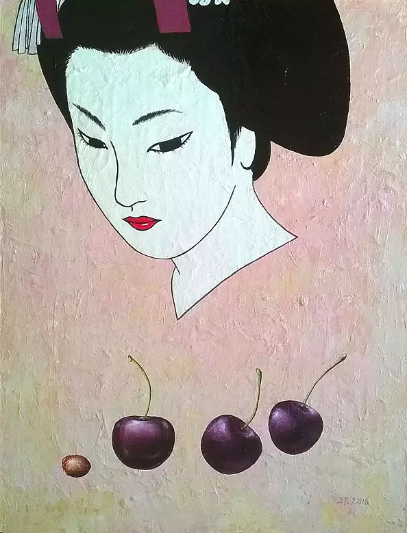 Aleksander Bednarski - Geisha with cherries