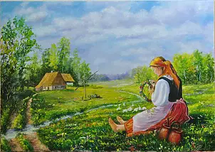   - A swirling wreath of flowers.