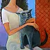 ZAKIR AHMEDOV - Girl with a cat 2025year 90X50cm Original painting Oil on canvas