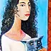 ZAKIR AHMEDOV - Girl with a cat 2025year 90X50cm Original painting Oil on canvas