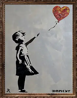 ADAM Raid, Mädchen mit einem Ballon, Weitere, Collage - tafel, Leinwand, 100 x 130