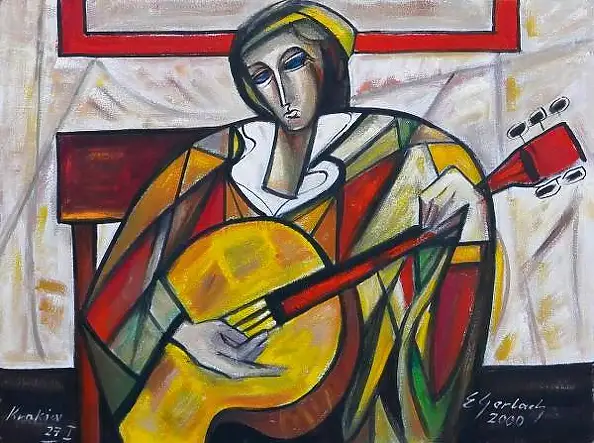 Eugeniusz Gerlach, Guitarist, 2000, Oil painting - canvas, 84 x 63
