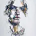 Anna Wojtacha, Depth in the gaze, Decoupage, Gouache, Collage, Acrylic painting, Mixed media - paper, canvas, 40 x 40