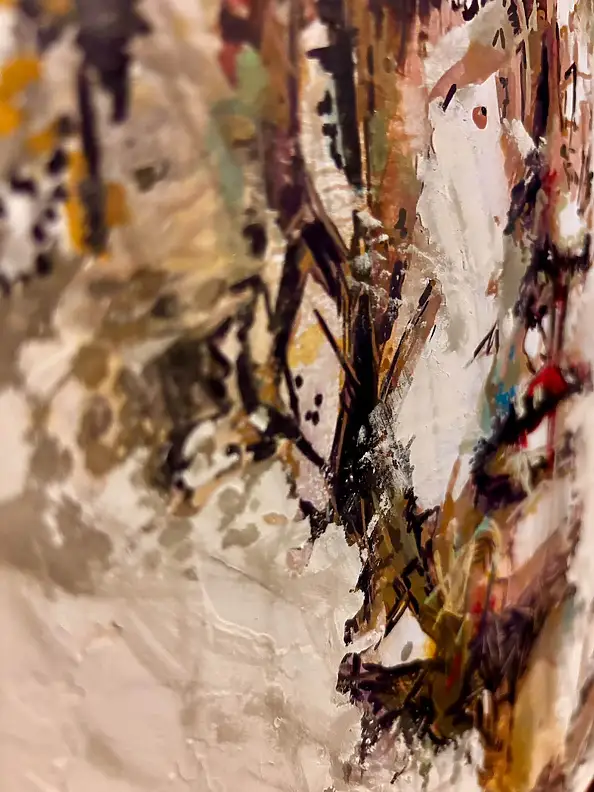 Anna Wojtacha, Depth in the gaze, Decoupage, Gouache, Collage, Acrylic painting, Mixed media - paper, canvas, 40 x 40