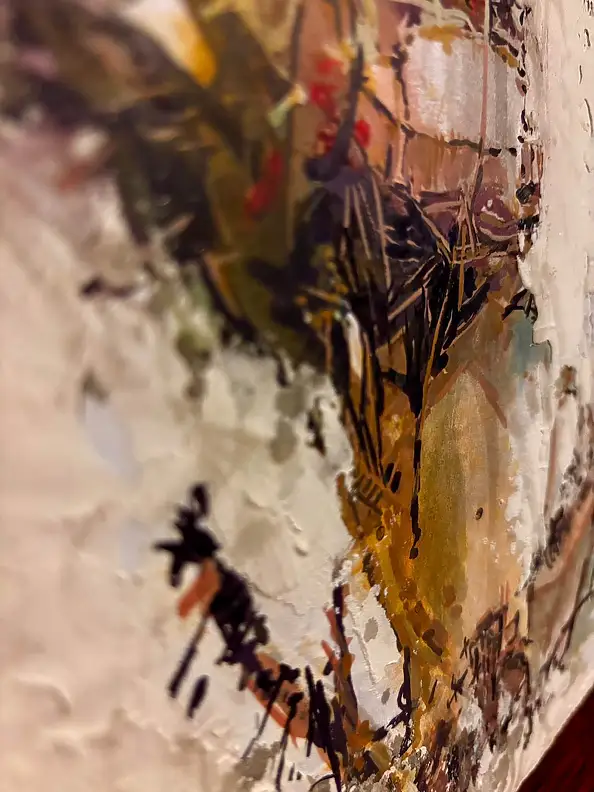 Anna Wojtacha, Depth in the gaze, Decoupage, Gouache, Collage, Acrylic painting, Mixed media - paper, canvas, 40 x 40