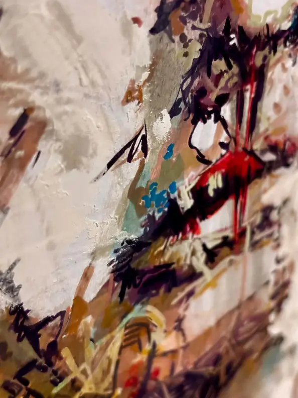 Anna Wojtacha, Depth in the gaze, Decoupage, Gouache, Collage, Acrylic painting, Mixed media - paper, canvas, 40 x 40