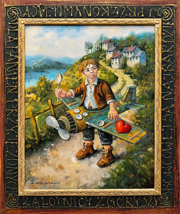 Dariusz Miliński, Głodny Zalotnik, Obraz olejny - płótno, 40 x 50