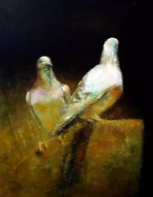 Piotr Pilawa - Pigeons on a black background