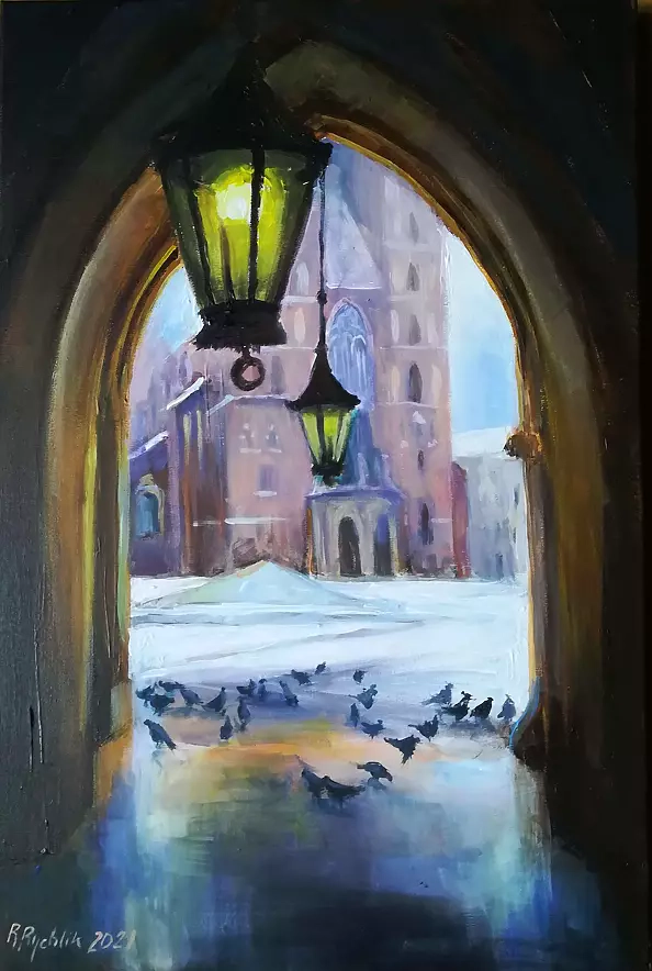 Renata Rychlik - Pigeons in the Market Square in Krakow
