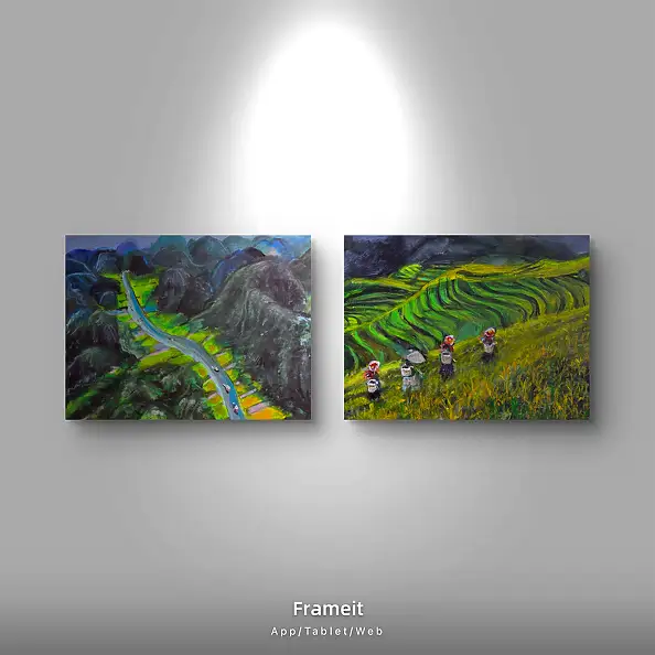 Krystyna Mościszko, Good morning Vietnam composition, Acrylic painting - canvas, 50 x 40