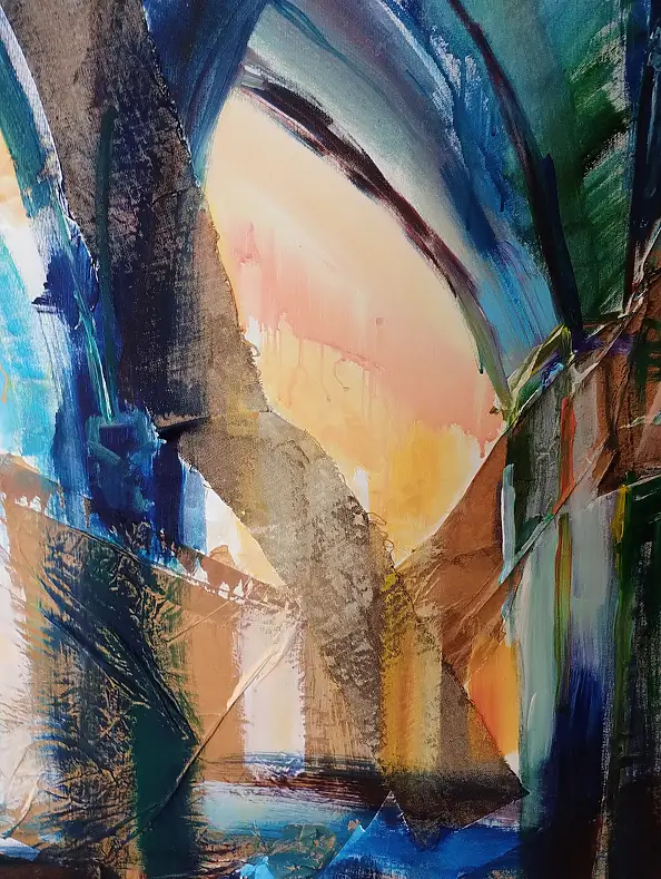 Anna Borcz, Готическая колоннада, Акриловая картина - холст, 140 x 90