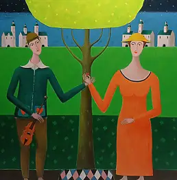 Mirosław Nowiński, Jeu de sentiments, Peinture acrylique - toile, 100 x 120