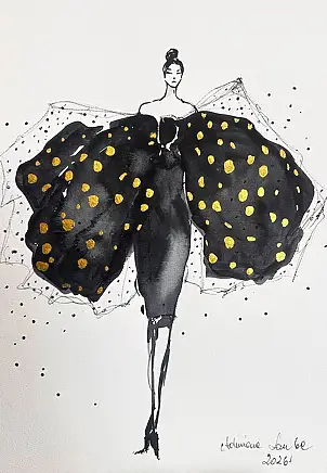 Adriana Laube, "Gracja", Akwarele, Inne, Tusz - papier, 30 x 42