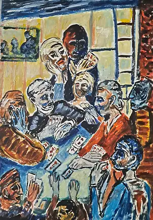 Krzysztof Chrobot, Players, Oil painting - canvas, 50 x 70