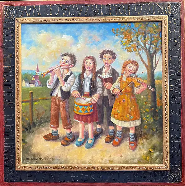 Dariusz Miliński, I musicisti di Pławna, Quadro a olio - tela, 50 x 50