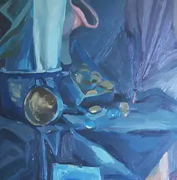 Dorota Dorotes Skupniewicz, Granatowa martwa natura, Obraz olejny - płyta, 70 x 100