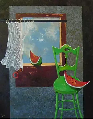   - Zielone krzesło i arbuz....