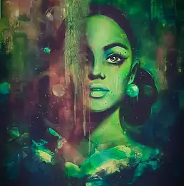 Julia Kokoszynska, Зеленый, Акрилова картина, Масляная картина - холст, 120 x 120